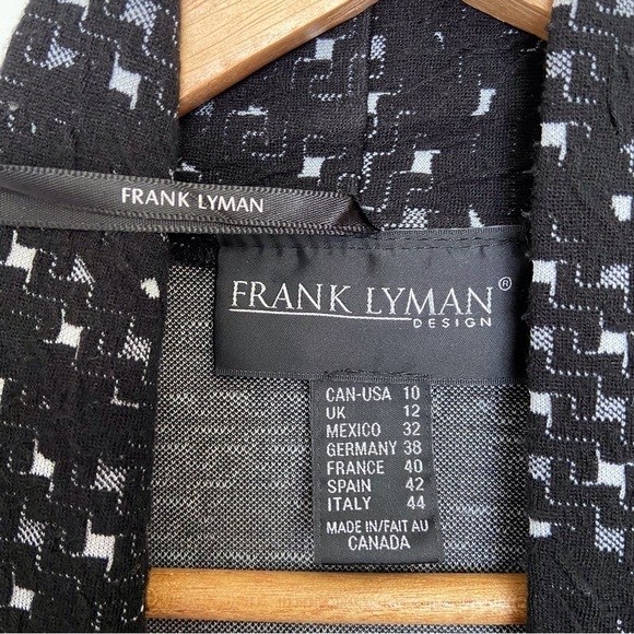 FRANK Lyman designer black white duster cardigan sweater 3/4 sleeves pattern 10 - Picture 2 of 16